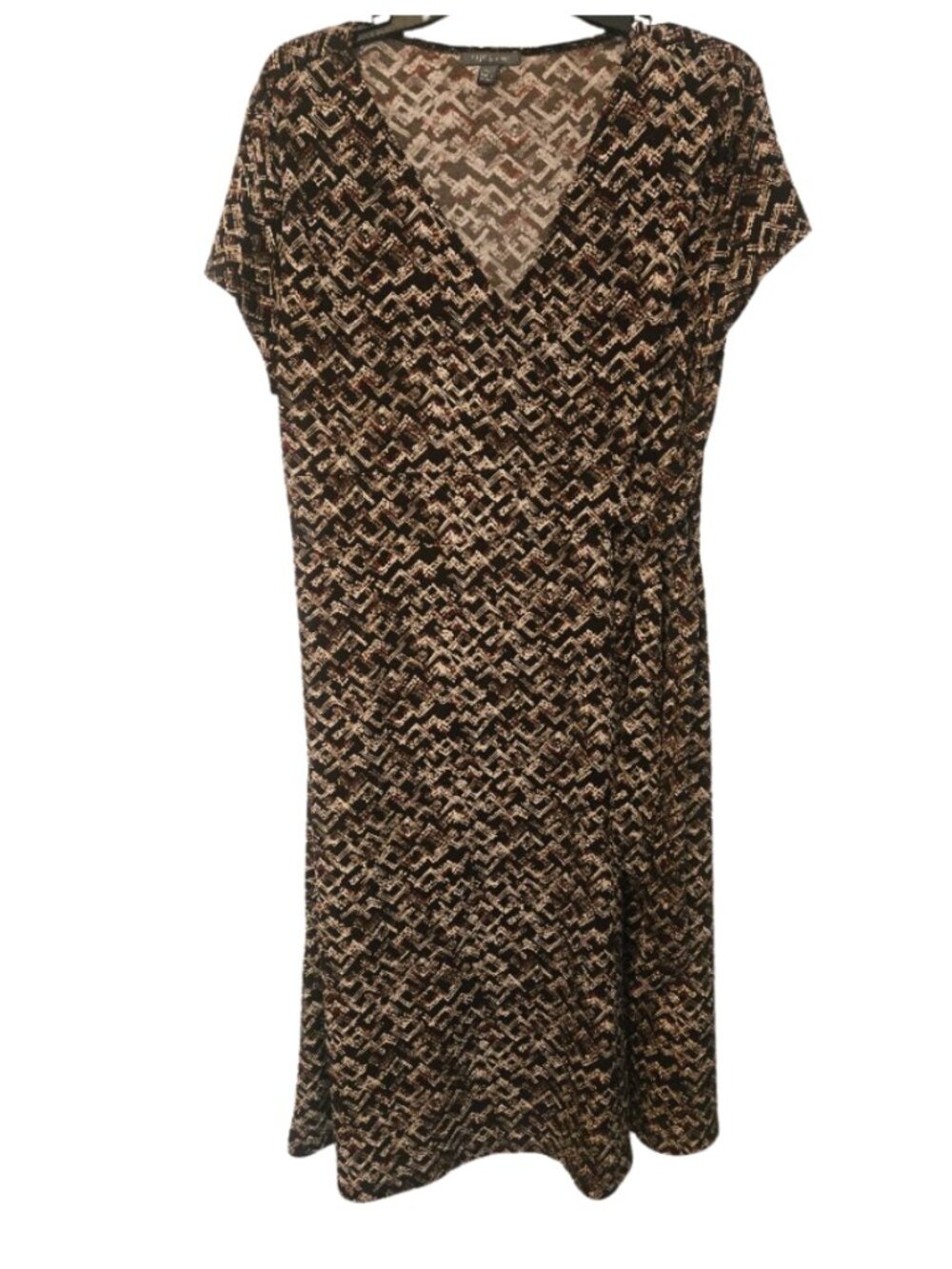 Apt 9‎ brown geometric pattern wrap dress Size XL